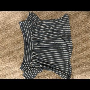 Off the shoulder blue and white striped top